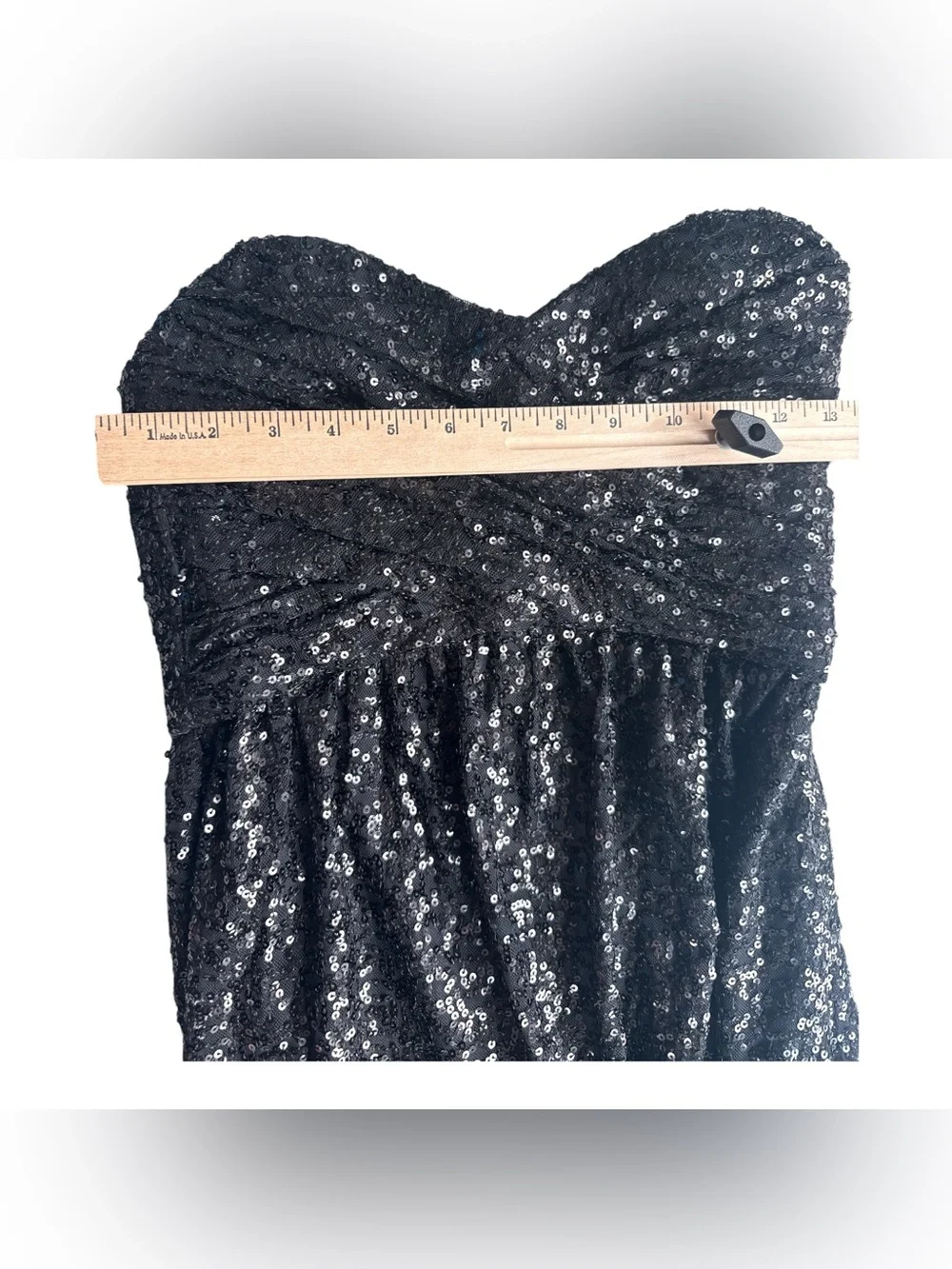 Amsale Formal Gown Black Sequins Strapless Dress